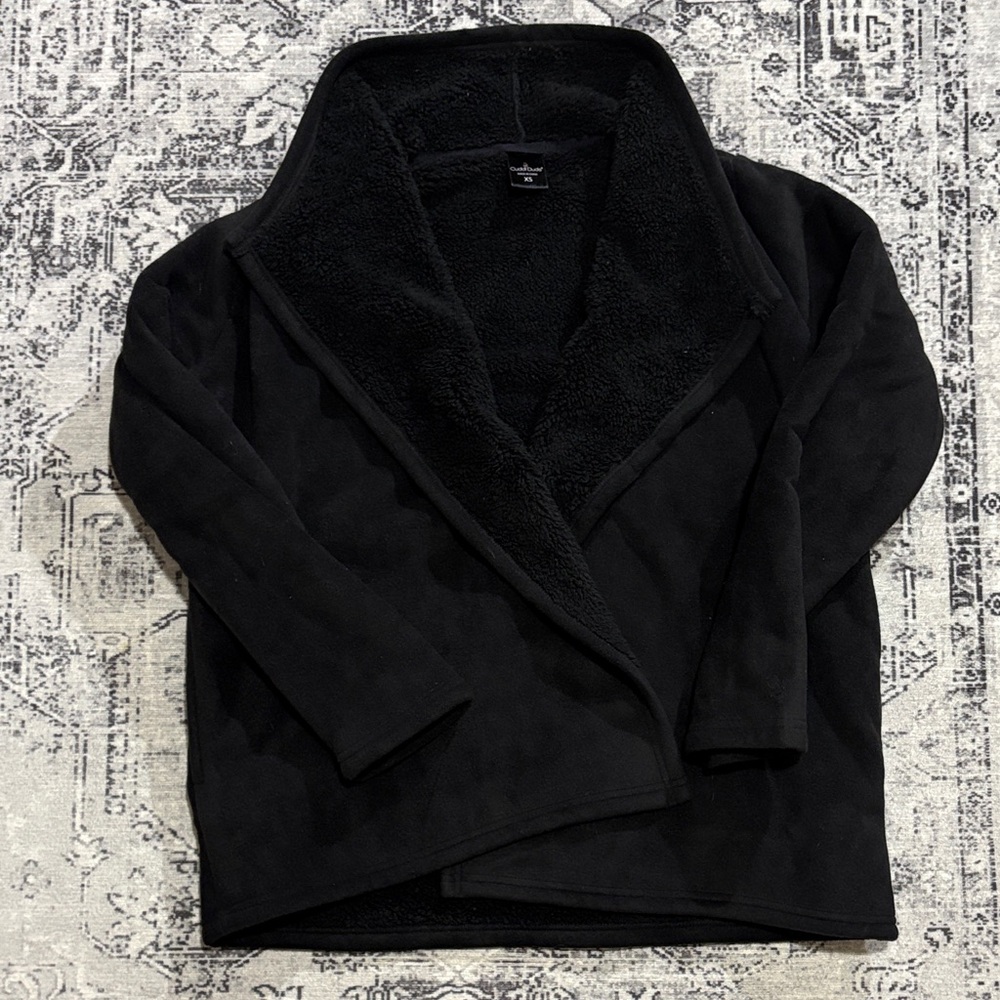 Cuddl Duds Black Fleece Jacket/Cardigan XS